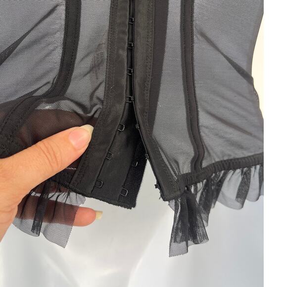 Cabernet Lace Corset Bustier Womens Top Sz S Y2K Coquette Fairy Lolita Goth Mesh - Picture 9 of 10